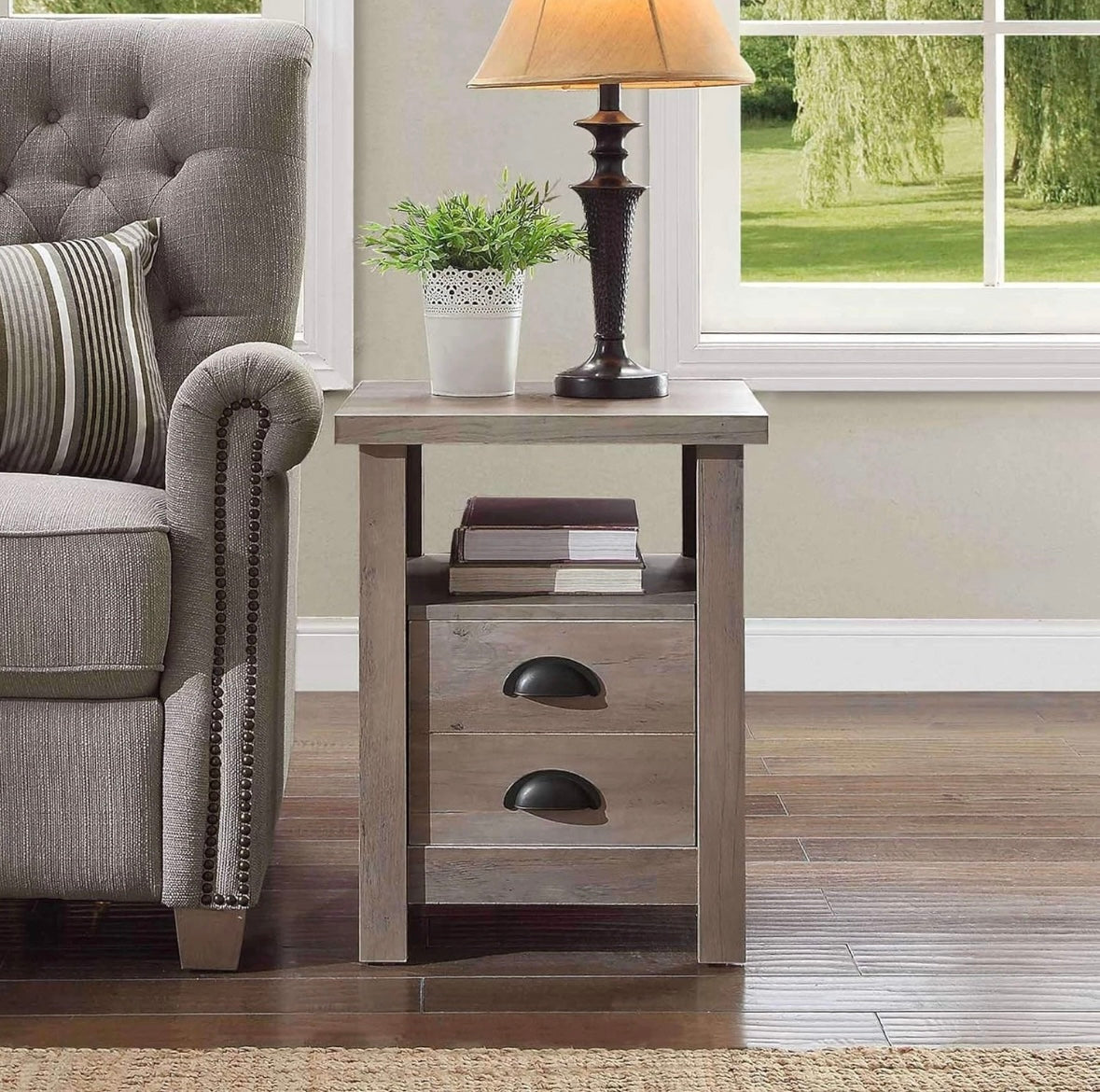 Better Homes and Gardens Granary Modern Farmhouse End Table - Rustic Gray