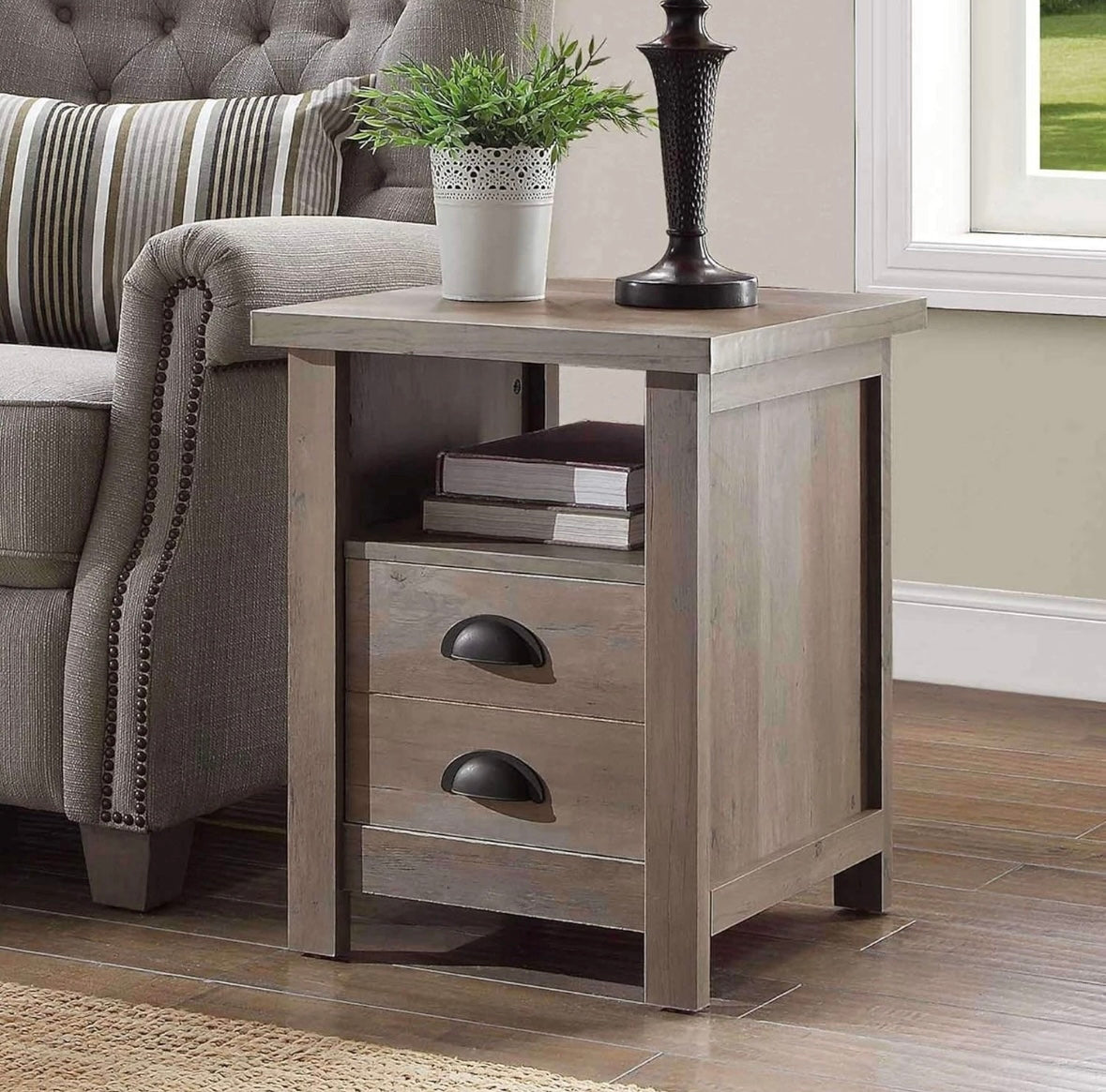 Better Homes and Gardens Granary Modern Farmhouse End Table - Rustic Gray