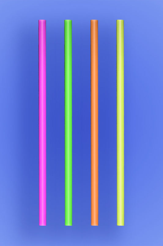 Disposable Mixed Neon Jumbo Straws 7.75” - 250 Pcs Per Case